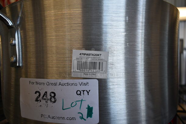 2 BRAND NEW Items; Choice 5-Piece Vegetable and Pasta Cooker Set with 20 Qt. Aluminum Pot w/ 5 Qt. Stainless Steel Insets and Vollrath 16 Quart Stock Pot. 2 Times Your Bid! - Image 3 of 6