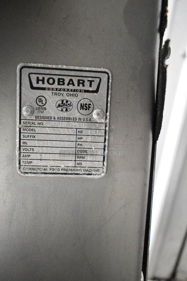 Hobart MG2032 Metal Commercial Floor Style Electric Powered Meat Mixer Grinder w/ Foot Pedal on Commercial Casters. 208 Volts, 3 Phase. Tested and Working! - Image 10 of 10