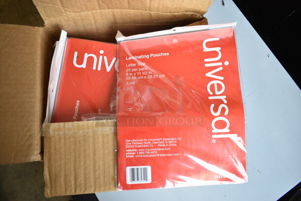 Box of 21 BRAND NEW SCRATCH AND DENT! Universal UNV84620 9" x 11 1/2" Clear Laminating Pouch - 25/Pack - Image 2 of 5