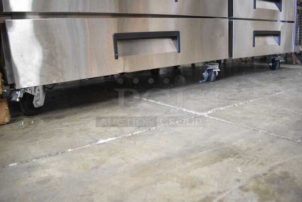 BRAND NEW SCRATCH AND DENT! 2023 Avantco 178CBE84HC Stainless Steel Commercial 4 Drawer Refrigerated Chef Base on Commercial Casters. 115 Volts, 1 Phase. Tested and Working! - Image 3 of 8