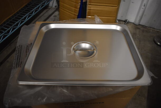 12 BRAND NEW IN BOX! Winco SPSCH Stainless Steel 1/2 Size Drop In Bin Lids. 12 Times Your Bid!