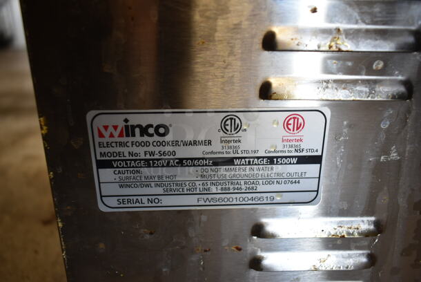 Winco FW-S600 Stainless Steel Commercial Countertop Food Warmer. 120 Volts, 1 Phase. Tested and Working! - Image 6 of 7