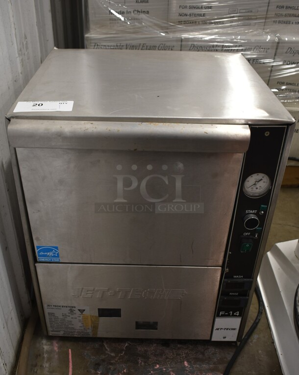 Jet Tech F-14 Stainless Steel Commercial Undercounter Dishwasher. 120 Volts, 1 Phase. 