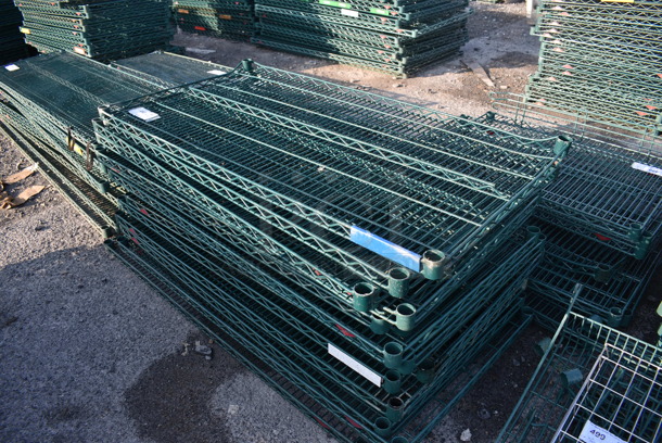 ALL ONE MONEY! Lot of 16 Metro Green Finish Wire Shelves. 48x24x1.5