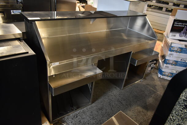 BRAND NEW SCRATCH AND DENT! Stainless Steel Commercial Portable Bar. Comes w/ Commercial Casters.