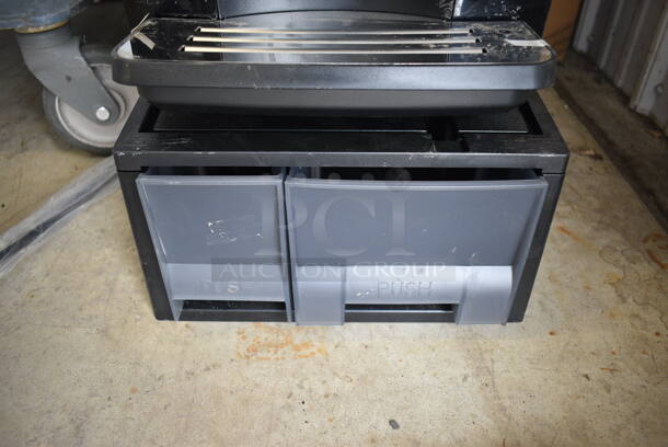 IN ORIGINAL BOX! LIKE NEW! Kalerm Model KLM1601PRO Black Poly Countertop Automatic One Touch Coffee Cappuccino Espresso Machine w/ 2 Lower Drawers and Hopper. 120 Volts, 1 Phase. 12x16x24 - Image 6 of 8