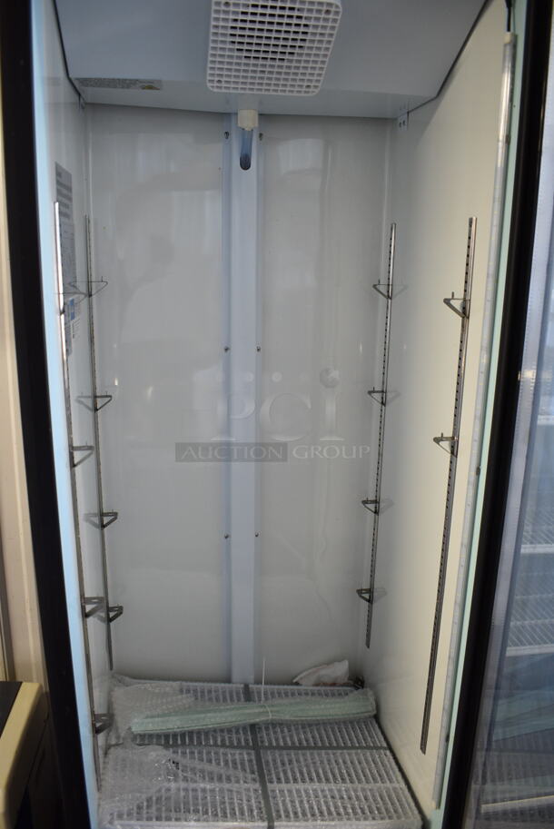 BRAND NEW SCRATCH AND DENT! 2023 Avantco 178GDC15HCB Metal Commercial Single Door Reach In Cooler Merchandiser w/ Poly Coated Racks. 115 Volts, 1 Phase. Cannot Test - Unit Shows Error Code - Image 4 of 5