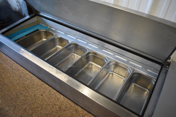 Beverage Air DP67 Stainless Steel Commercial Pizza Prep Table w/ Granite Oversized Cutting Board on Commercial Casters. 115 Volts, 1 Phase. 67x37x45. Tested and Working! - Image 5 of 9