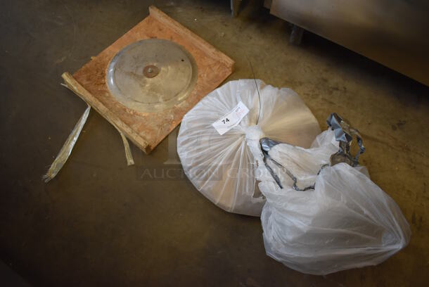 ALL ONE MONEY! Lot of 2 Metal Meat Slicer Blade and Bag of Grill Brick Squares - Image 2 of 5
