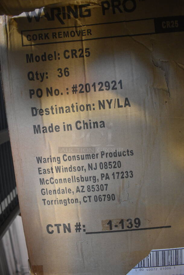 24 BRAND NEW IN BOX! Waring Pro CR25 Stainless Steel Commercial Cork Removers. 7.5". 24 Times Your Bid! - Image 3 of 3