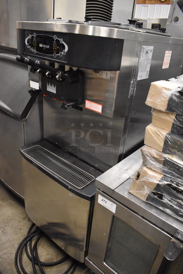 Taylor C713-33 Stainless Steel Commercial Floor Style Air Cooled 2 Flavor w/ Twist Soft Serve Ice Cream Machine on Commercial Casters. 208-230 Volts, 3 Phase. 25x38x60 - Image 8 of 9