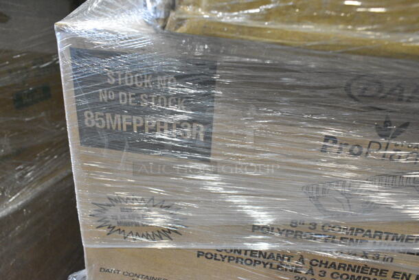 22 BRAND NEW Boxes Including 128HD8COMBO ChoiceHD 8 oz. Microwavable Translucent Plastic Deli Container and Lid Combo Pack - 240/Case, Dart 85MFPPHT3 ProPlanet 8 5/16" x 8" x 3" White Mineral-Filled 3 Compartment Hinged Lid Takeout Container, 612P558 Choice 8" Clear Round Plastic Dome Lid - 500/Case. 22 Times Your Bid!  - Image 5 of 12