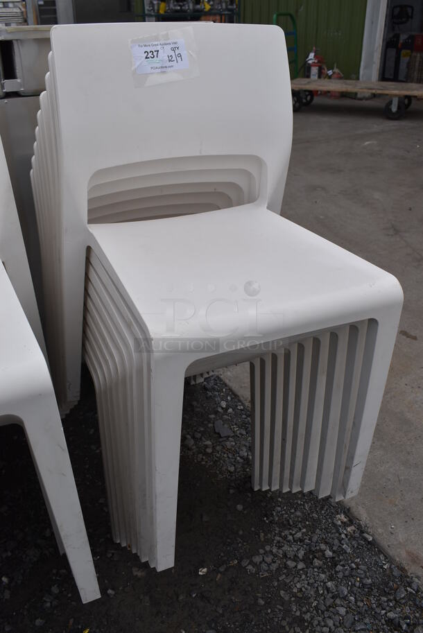 9 White Poly Dining Chairs. 17.5x18x31. 9 Times Your Bid! - Image 3 of 3