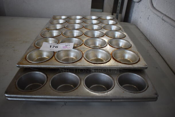 3 Metal 24 Cup Muffin Baking Pans. 14x22x2, 14x21x2. 3 Times Your Bid!