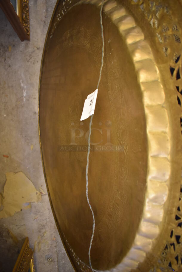 Gold Finish Round Bedouin Moroccan Serving Platter Turned Wall Decoration. - Image 6 of 6