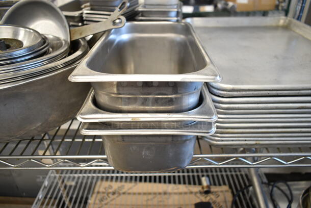 ALL ONE MONEY! Two Tier Lot of Various Items Including Metal Bowls, Stainless Steel Drop In Bins, Metal Baking Pans,  - Image 5 of 12