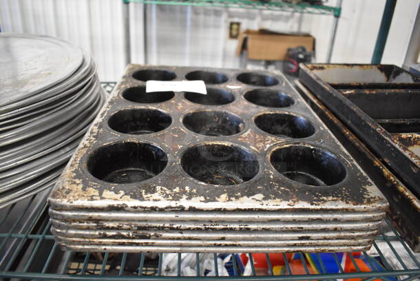 6 Metal 12 Cup Muffin Baking Pans. 13x18x1.5. 6 Times Your Bid!