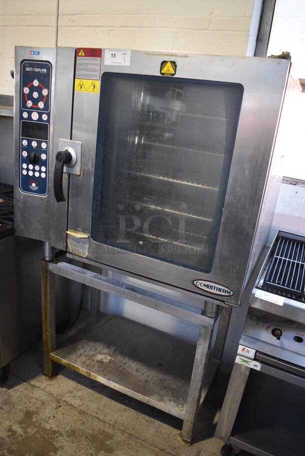 2012 Alto Shaam 10.10 ES Stainless Steel Commercial Natural Gas Powered Convection Oven w/ View Through Door on Metal Equipment Stand. 208-240 Volts, 3 Phase. 42x32x67 - Image 2 of 8