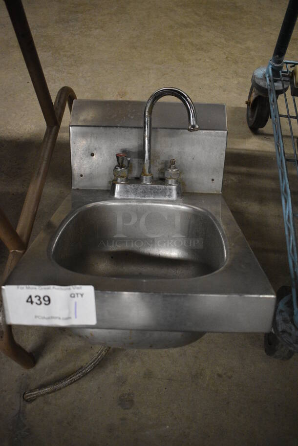 Advance Tabco Stainless Steel Commercial Single Bay Wall Mount Sink w/ Faucet and Handles. 12.5x17.5x15