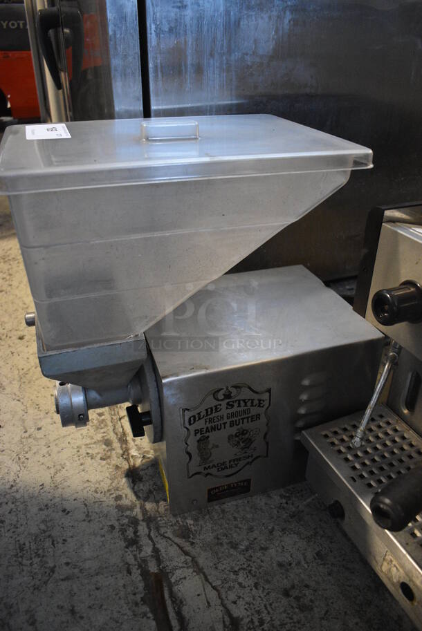 Olde Tyme Model PN1 Stainless Steel Commercial Countertop Single Hopper Peanut Butter Mill Nut Grinder. 115 Volts, 1 Phase. 11x21x21. Tested and Working! - Image 2 of 4