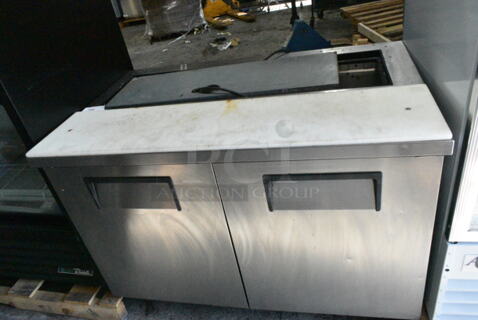 2018 True TSSU-48-12-HC Stainless Steel Commercial Prep Table. 115 Volts, 1 Phase. Tested and Powers On But Does Not Get Cold 