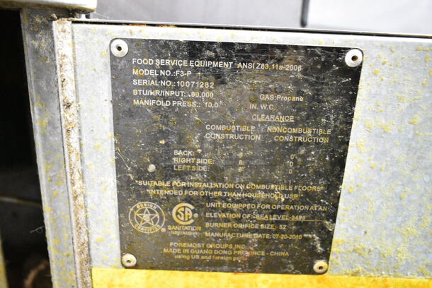 Avantco F3-P Stainless Steel Commercial Floor Style Propane Gas Powered Deep Fat Fryer. 90,000 BTU.  - Image 5 of 5