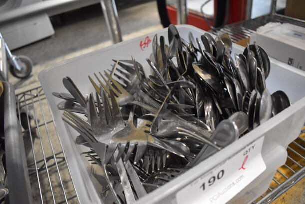 ALL ONE MONEY! Lot of Various Silverware Including Spoons and Forks in Poly Bin - Image 4 of 4