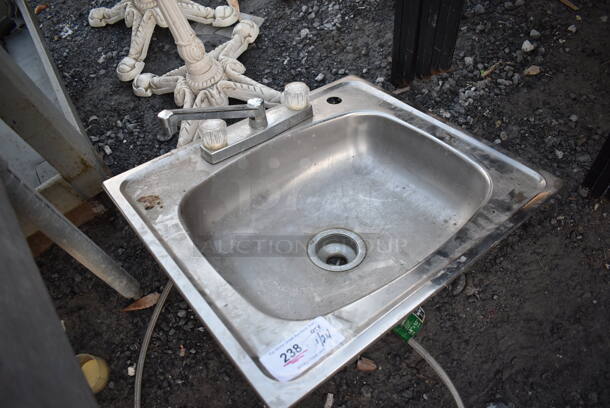 Stainless Steel Single Bay Drop In Sink w/ Faucet and Handles. 25x22x14 - Image 2 of 3