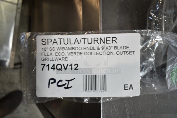 4 BRAND NEW SCRATCH AND DENT! Items Including 407TPD24RD Choice #24 Red Thumb Press Disher - 1.33 oz., 714QV12 Outset® QV12 18" Stainless Steel Ultra-Thin Slotted Turner with Bamboo Handle, Monin Syrup Pumps, Strainer. 4 Times Your Bid!  - Image 5 of 9