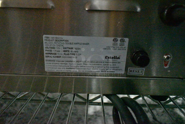 BRAND NEW SCRATCH AND DENT! 2023 Estella 348WBMX2A Double Belgian Waffle Maker. 120 Volts, 1 Phase. Tested and Working! - Image 6 of 6