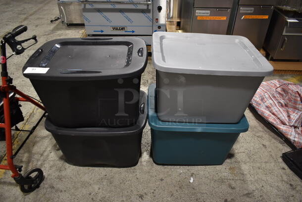 ALL ONE MONEY! Lot of 4 Poly Bins and Lids - Image 1 of 7