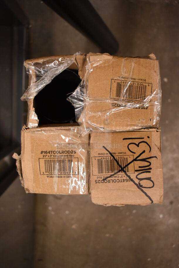 BRAND NEW SCRATCH AND DENT! Lot of 4 Table Columns Including 164TCOLROD25 Lancaster Table & Seating 25 3/16" Standard Height Table Base Column and Rod.  - Image 7 of 8