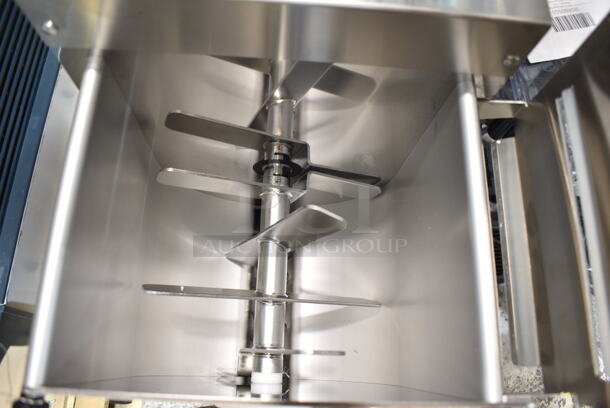 BRAND NEW SCRATCH AND DENT! Estella 348PEM9 Stainless Steel Commercial Countertop Extruder Pasta Machine. 120 Volts, 1 Phase. Tested and Powers On But Parts Do Not Move
 - Image 5 of 7