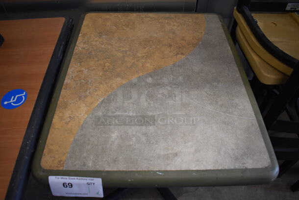 Tan and Gray Green Table on Black Metal Table Base. 20x24x29.5 - Image 5 of 5