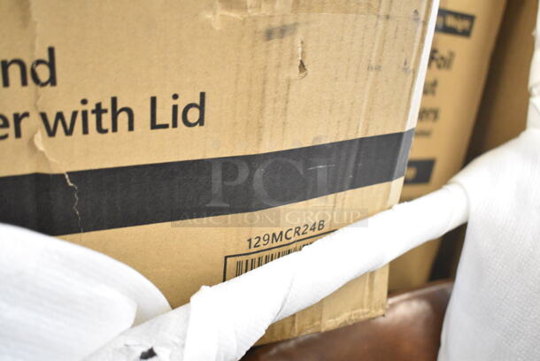 PALLET LOT of 23 BRAND NEW Boxes Including 3 Box 966TALLFLDN Choice Kraft Natural Tall-Fold 6" x 13" Dispenser Napkin - 8000/Case, 5002DNAP Choice White 2-Ply Dinner Napkin 17" x 15" - 3000/Case, 500CC12HD 12 oz. Plastic Cold Cup - 1000/Case, 500CC9 Choice 9 oz. Clear PET Customizable Plastic Squat Cold Cup - 1000/Case, 612605070 Choice Full Size Foil Steam Table Pan Deep 3 3/8" Depth - Full Size Deep - 50/Case, 610060 Brooklace Fluted Bake Cup, 39884291 Perfect Fry 84291 Air Filter Kit for PFA and PFC Ventless Deep Fryers, 4 Box 129MCR24B Choice 24 oz. Black Round Microwavable Heavy Weight Container with Lid 7 1/4" - 150/Case, 502404816CL Lavex 40-45 Gallon 16 Micron 40" x 48" High Density Janitorial Can Liner / Trash Bag - 250/Case, AMA009CLT23 Front of the House Gatsby 7 oz. Ice SAN Plastic Martini Glass - 12/Pack, HP2099 Imperial 2099 U' Shaped Burner. 23 Times Your Bid! - Image 10 of 12