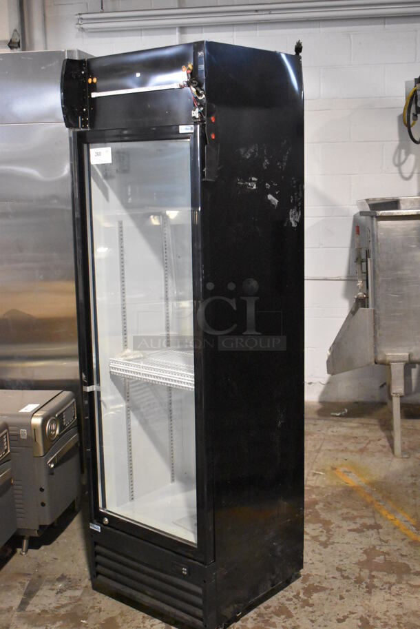 BRAND NEW SCRATCH AND DENT! KoolMore MDR-1GD-13C Metal Commercial Single Door Reach In Cooler Merchandiser w/ Poly Coated Racks on Commercial Casters. 115 Volts, 1 Phase. Tested and Working! - Image 3 of 8