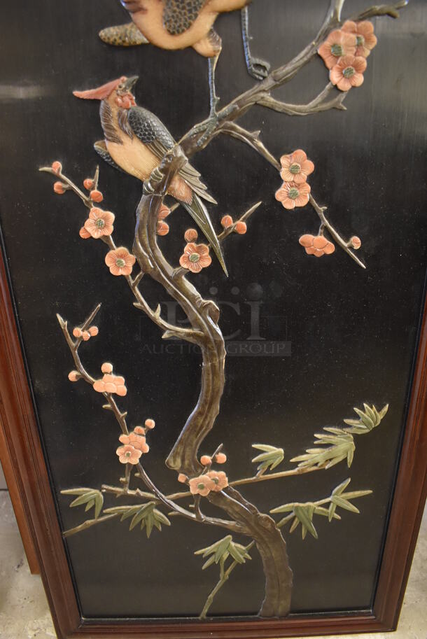 Framed Picture of Peafowl in Asian Style. Goes GREAT w/ Lots 26-28! - Image 4 of 7