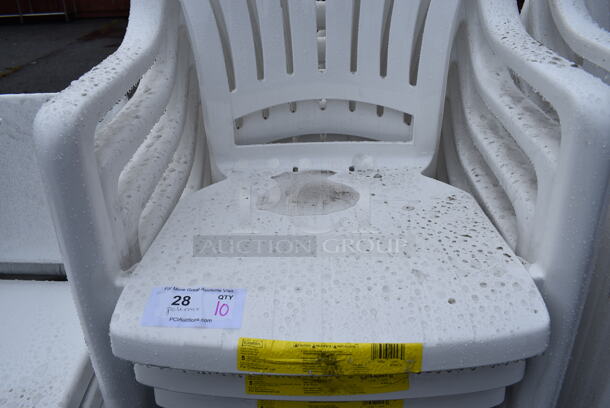 10 BRAND NEW SCRATCH AND DENT! Grosfillex 49092004 / US092004 Pacific White Fanback Stacking Resin Armchair. 23x21x35.5. 10 Times Your Bid! - Image 4 of 5