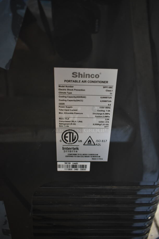 2022 Shinco SPF1-08C Portable Air Conditioner. 8,000 BTU. 115 Volts, 1 Phase. Tested and Working! - Image 3 of 4