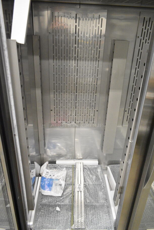 BRAND NEW SCRATCH AND DENT! 2023 Avantco 178Z2RGHC Stainless Steel 54" Glass Door Stainless Steel Reach-In Refrigerator w/ Poly Coated Racks. 115 Volts, 1 Phase.  Tested and Working! - Image 4 of 7