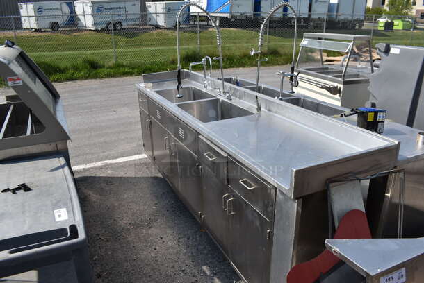 Stainless Steel 2 Bay Sink Enclosure w/ Drawers and Undercabinet Spacing and Gooseneck Faucet - Image 3 of 9