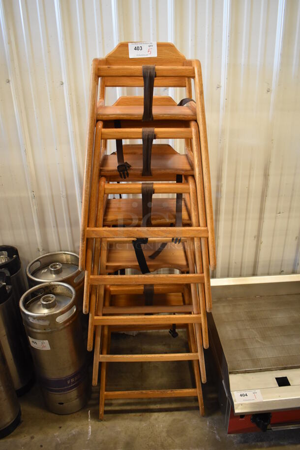 5 Wooden High Chairs. 20x20x29. 5 Times Your Bid!