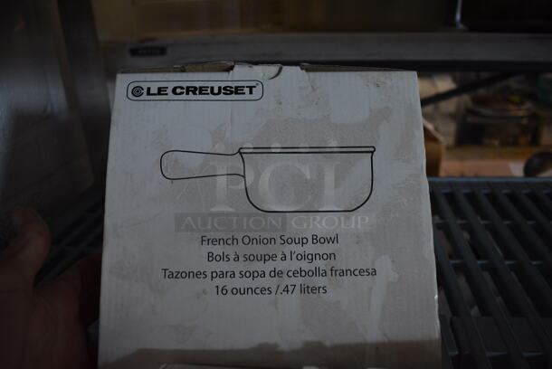 3 BRAND NEW IN BOX! Le Creuset Red and White Ceramic French Onion Soup Bowls. 8x5.5x2. 3 Times Your Bid! - Image 4 of 4