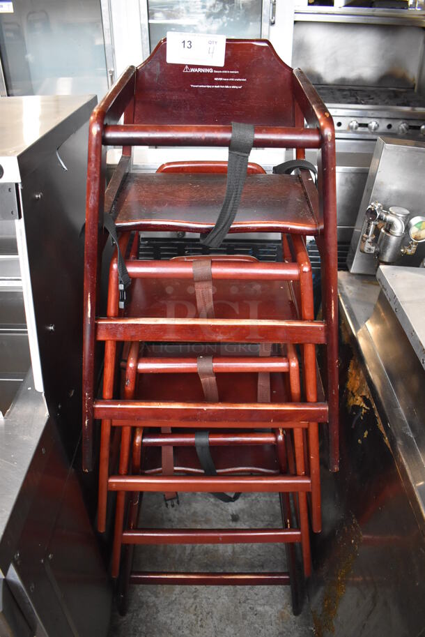 4 Wooden High Chairs. 20x20x32. 4 Times Your Bid! - Image 1 of 3