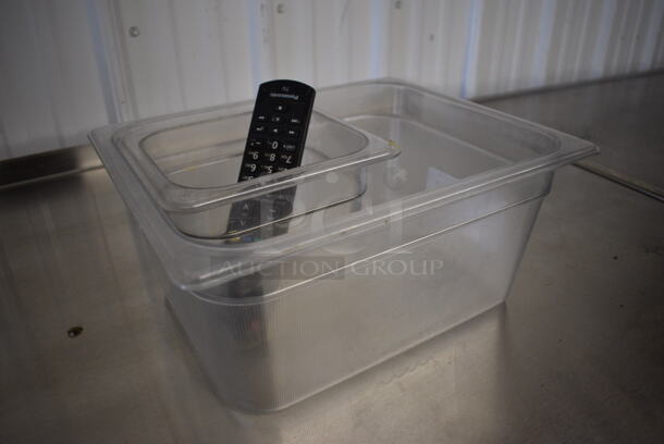 ALL ONE MONEY! Lot of 2 Clear Poly Drop In Bins and Remote. 1/2x6. 1/x6 - Image 2 of 3
