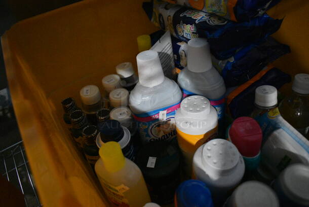 ALL ONE MONEY! Lot of Various Items Including Drug Test, Diapers and Baby Powder in Orange Bin! - Image 2 of 5