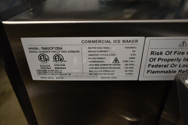 BRAND NEW SCRATCH AND DENT! Avantco 194UCF120A Stainless Steel Commercial Undercounter Self Contained Full Cube Ice Machine. 115 Volts, 1 Phase.  - Image 6 of 6