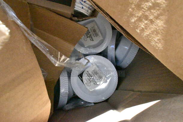20 BRAND NEW Boxes Including 394365M Noble Products Powder-Free Disposable Clear Vinyl Gloves for Foodservice - Medium - 1000/Case, 760IC16P Choice 16 oz. Pink Paper Frozen Yogurt / Soup / Food Cup - 1000/Case, 346BKFSNSPM Choice Medium Weight Black Wrapped Plastic Cutlery Set with Napkin and Salt and Pepper Packets - 250/Case, 760PCC20 EcoChoice 20 oz. Compostable PLA Paper Cold Cup - 1000/Case, 77005016 Solut 5016 18" Clear Round High Dome Catering / Deli Tray Lid - 25/Case. 20 Times Your Bid! - Image 9 of 12