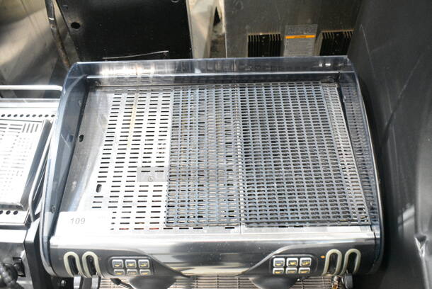 Smart Stainless Steel Commercial Countertop 2 Group Espresso Machine w/ 1 Portafilter and Steam Wand.  - Image 3 of 11