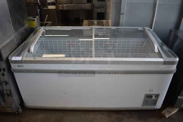 AHT Model HR-18H Metal Commercial Chest Freezer Merchandiser. 115 Volts, 1 Phase. 74x35x36. Tested and Working!